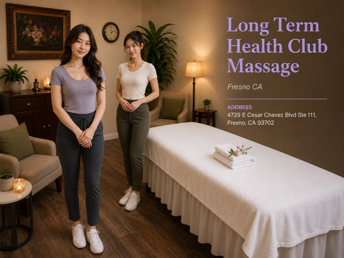 Friendly massage therapists inside Long Term Health Club Massage in Fresno CA