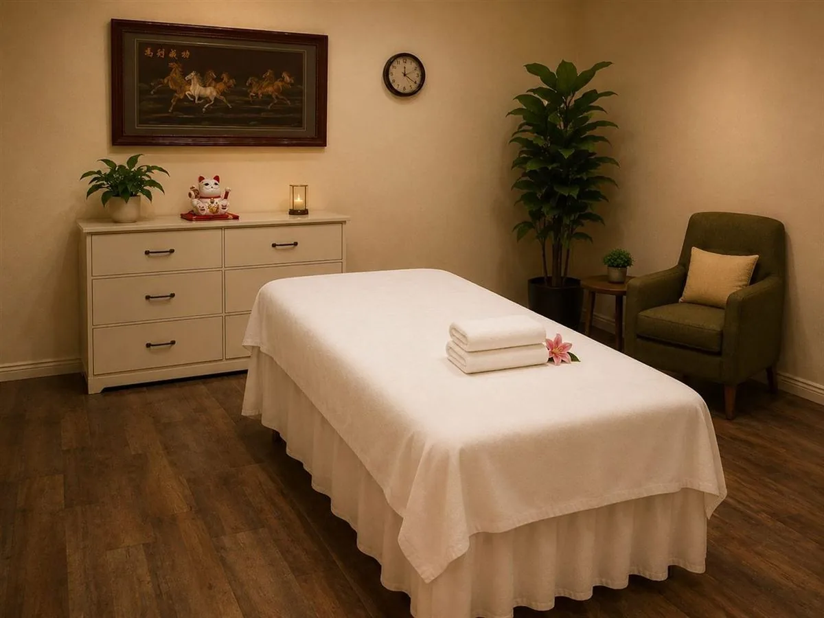 Clean private massage room at Long Term Health Club Massage in Fresno CA