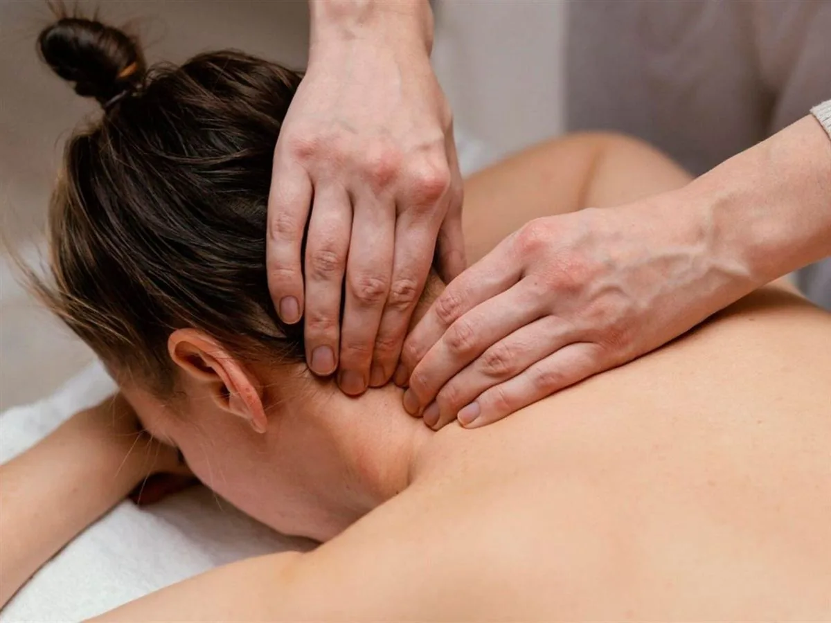 Stress relief massage focused on the neck and shoulders at Long Term Health Club Massage in Fresno CA