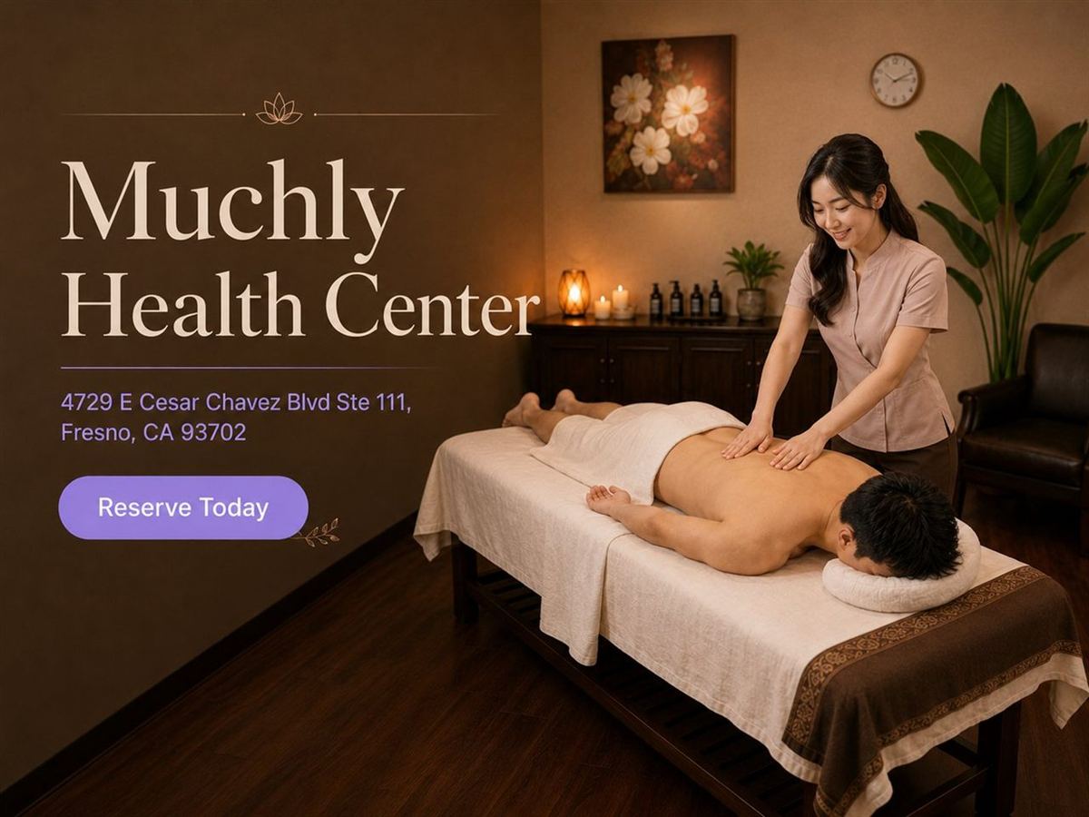 Massage therapist at work at Muchly Health Center in Fresno CA